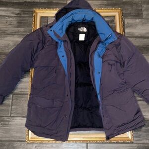 The north face vintage goose down parka puffer jacket men's XL purple / blue
